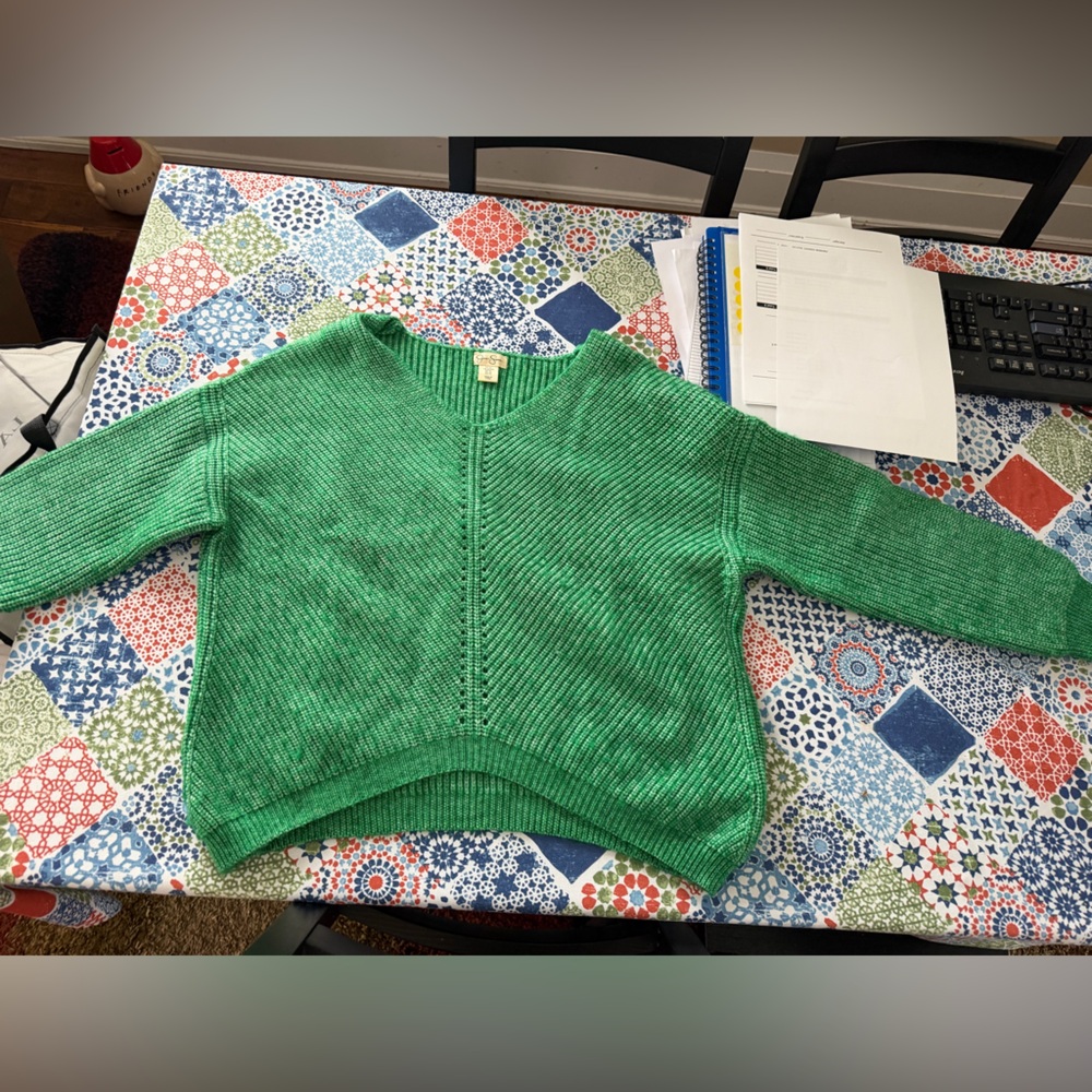 Jessica Simpson Vibrant Green V-Neck Sweater